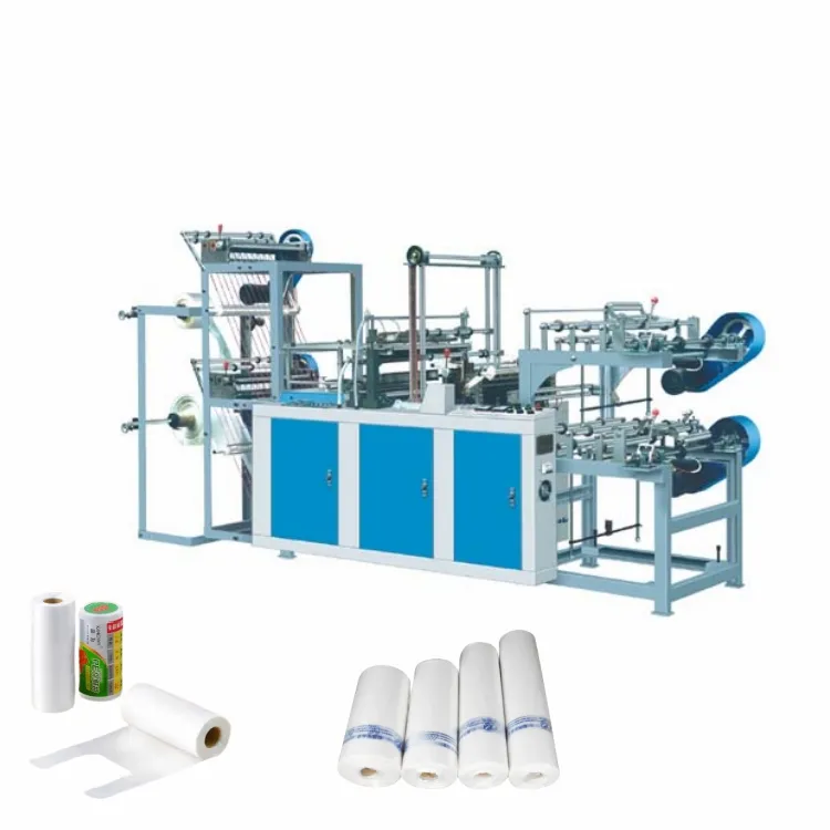 Peiriant Gwneud Bagiau Llinell Ddwbl sy'n cysylltu â rholio